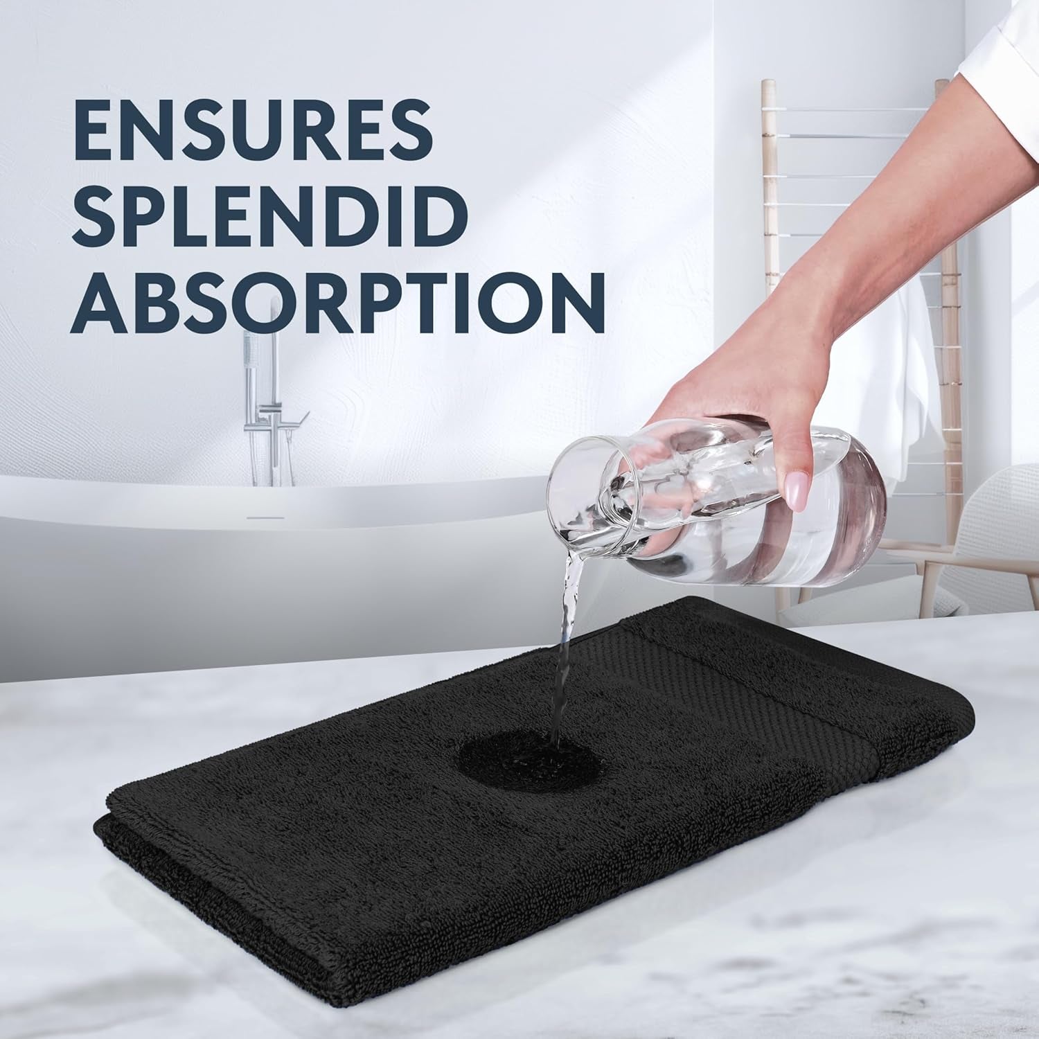Luxury Cotton Washcloths - Makeup Removal Face Towel Set | 12 Pack | Black